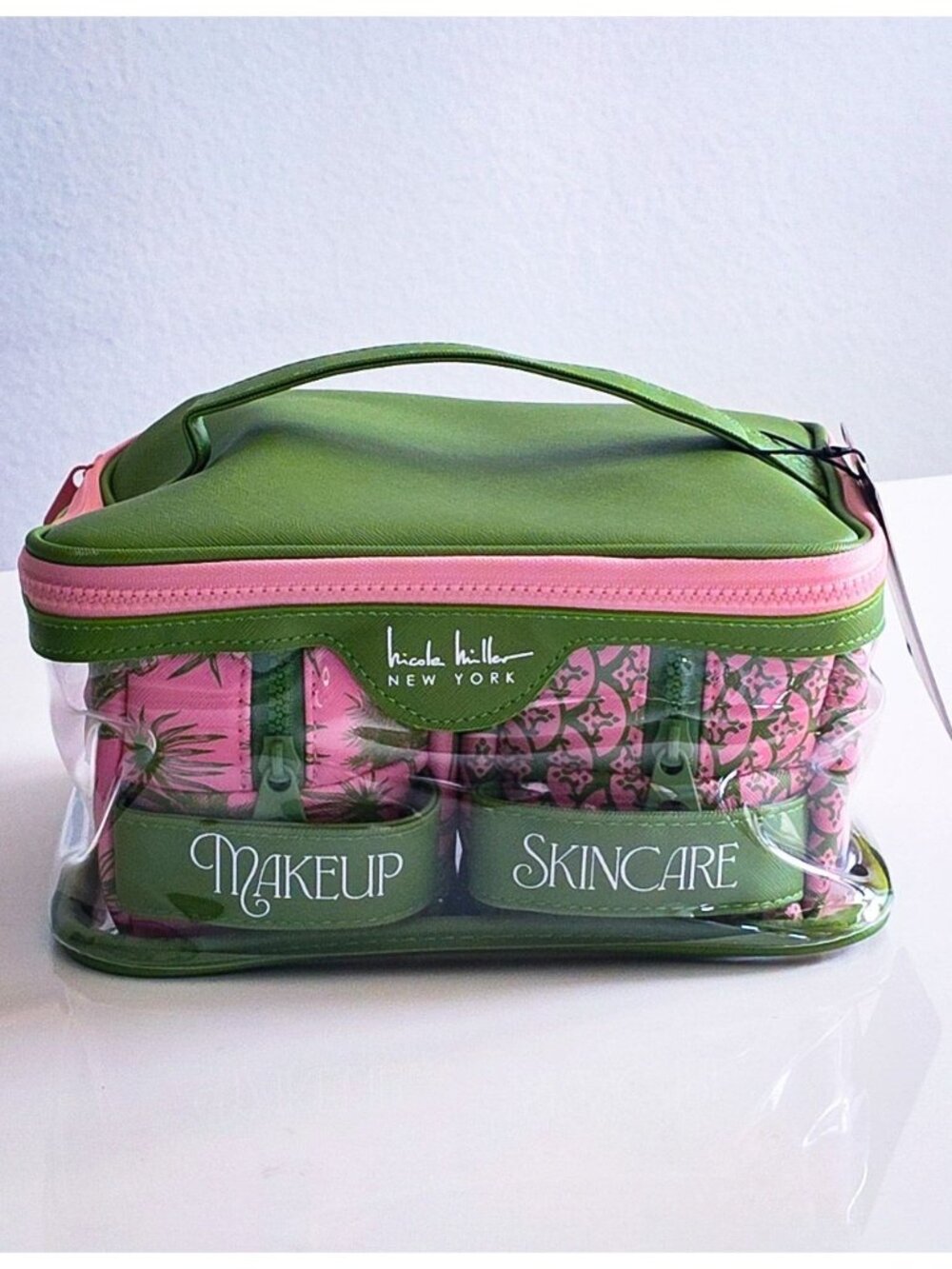 Nicole Miller 3PC Makeup & Skincare Bag Set Clear Travel Cosmetic Organizer
